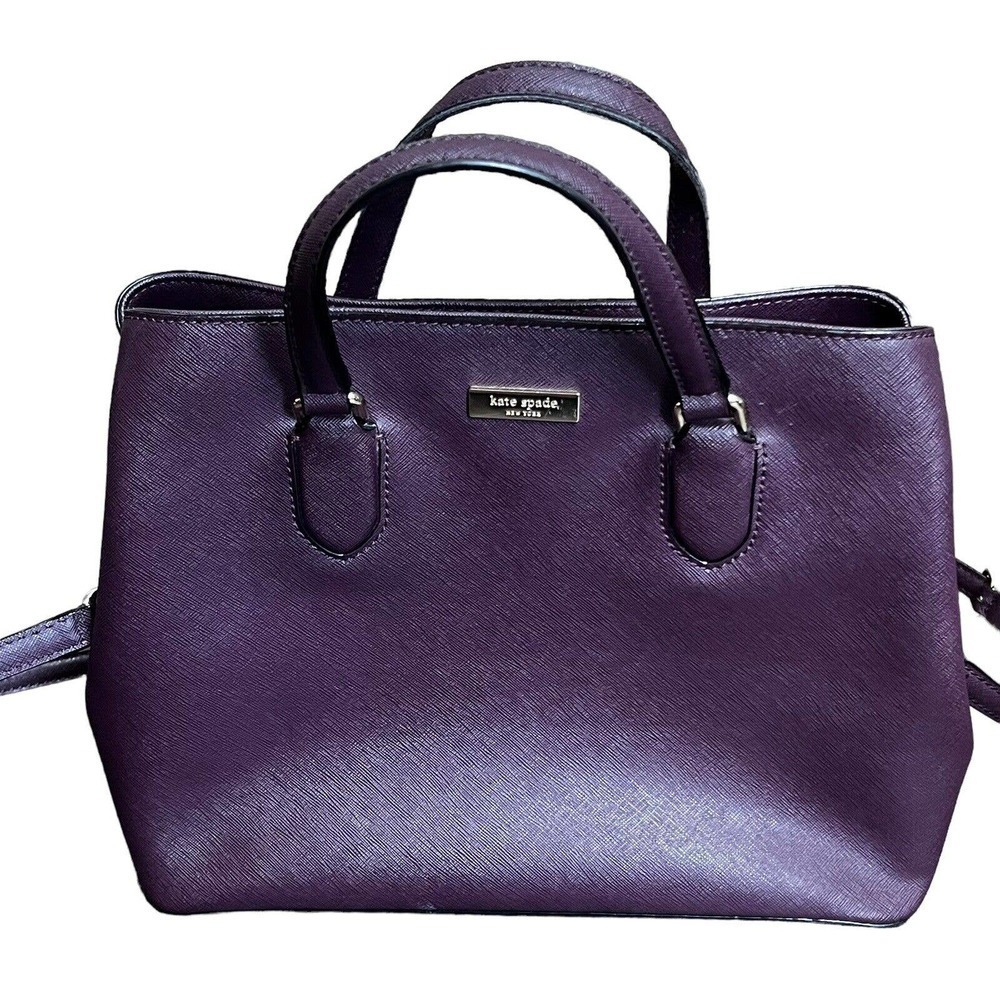 Kate Spade Purple Plum Evangelie Laurel Way Satchel Bag Saffiano Leather